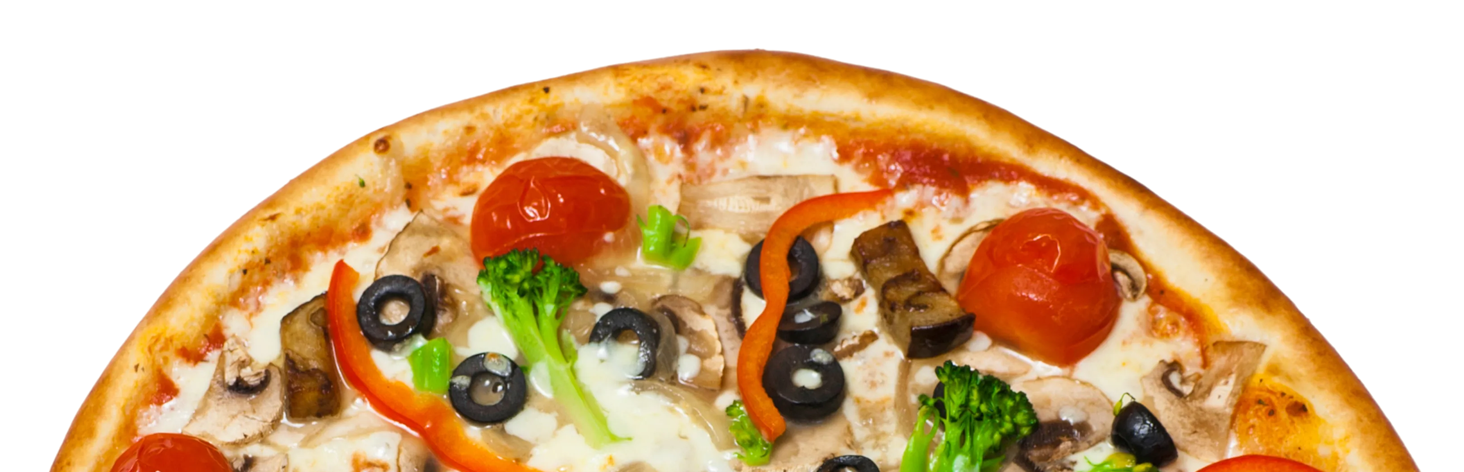 Vegetarian pizza topped with fresh vegetables