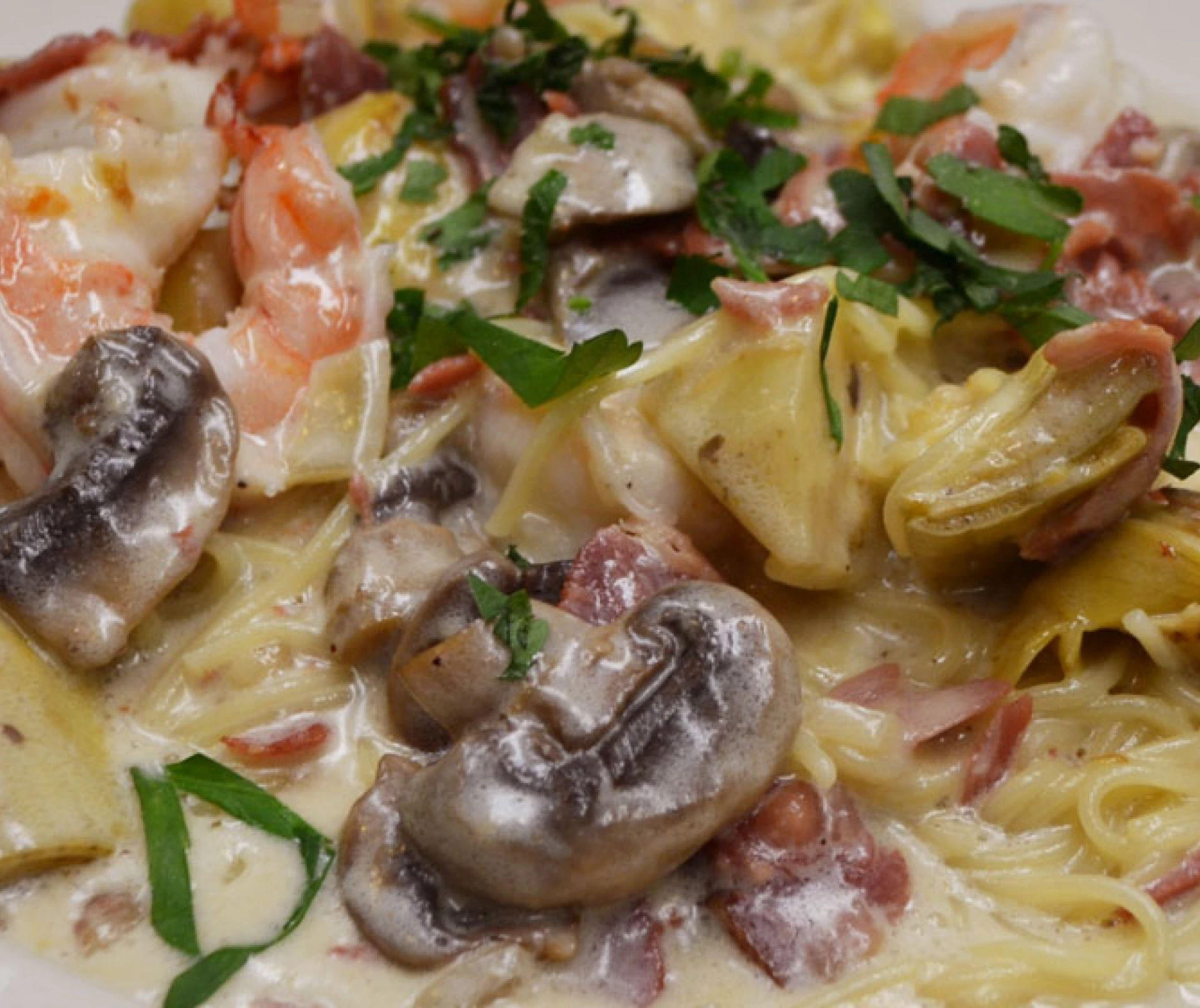 Seafood pasta with creamy sauce